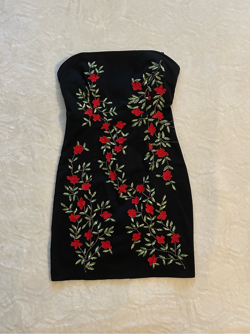 Vintage GUESS Strapless Embroidered Bodycon Dress